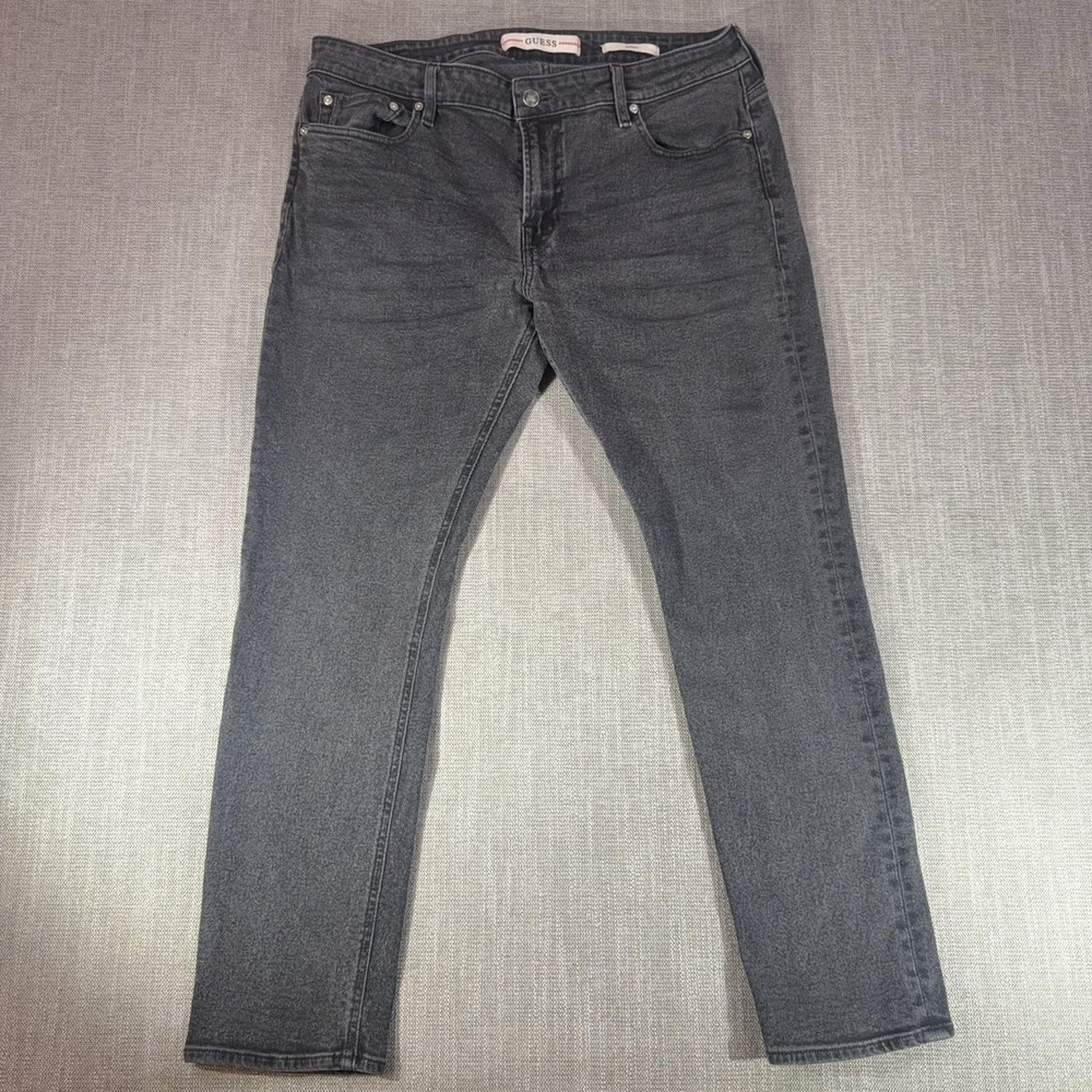 Guess Skinny Jeans Mens 36x30 Gray Slim Fit Stretch Denim Charcoal Wash Casual